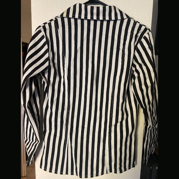 Sugarhigh Lovestoned White & Black Striped Cotton Jacket - Picture 4 of 4